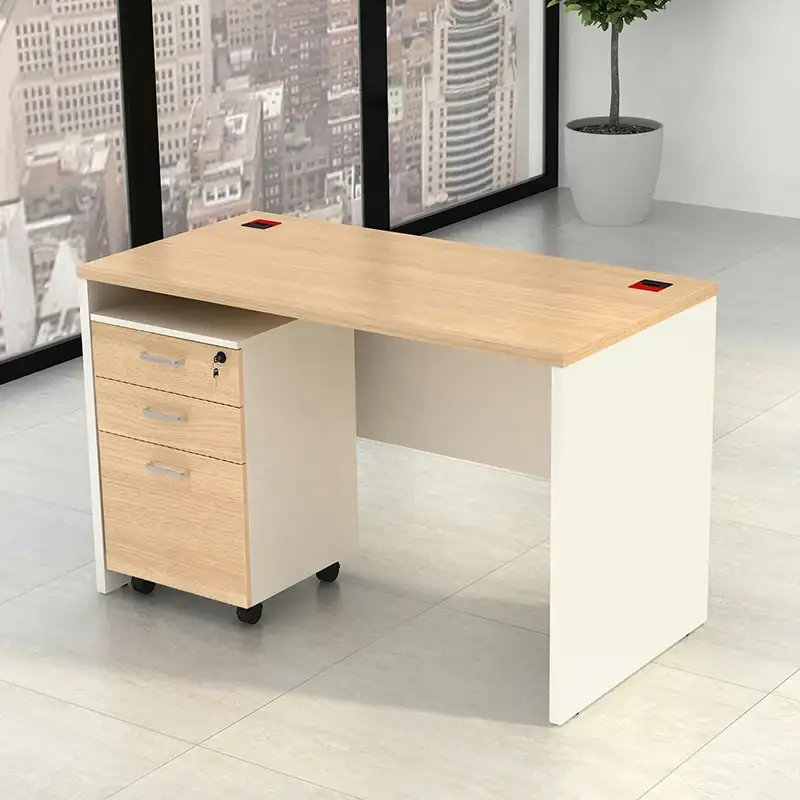 Escritorio de oficina resistente de roble con patas de madera blanca para respaldo de oficina de diseño simple en el hogar 1
