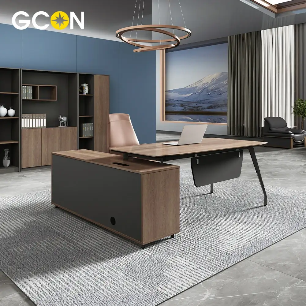 Metal Leg Office Table Executive Desk With Chair Ceo Office Furniture Set 1