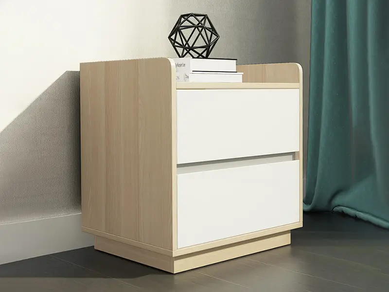 GCON GF-521 Two-Drawer Bedside Table Handleless Drawer Design Nightstand 1