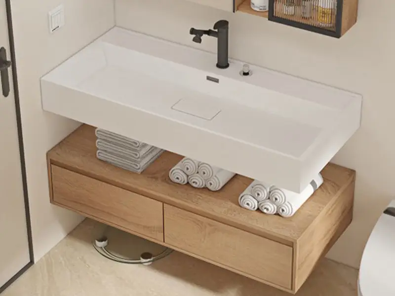 GCON Adr-BV-03 Hotel-Badezimmer-Waschtisch mit geteilter Struktur, kleiner Bereich, Waschbecken und Schrank 1