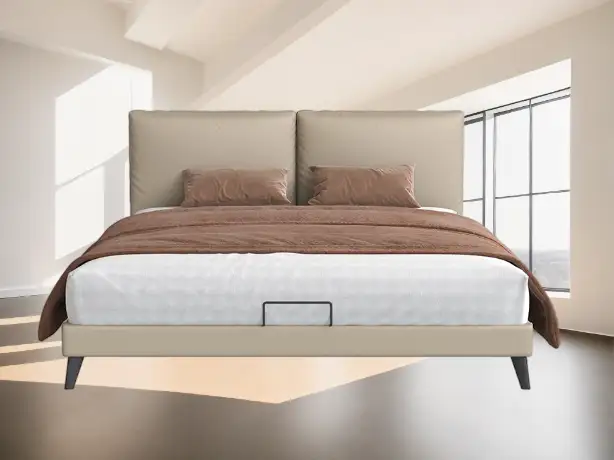 GCON Struttura letto imbottita per hotel GS-1000 Rete letto king size con rivestimento in pelle da 1,8 m con testiera a forma di pane 1