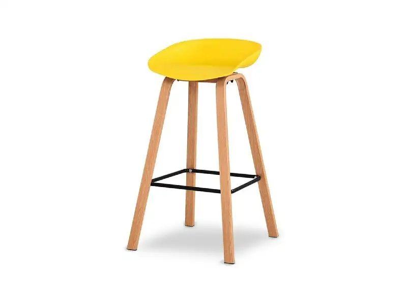 Adr-CS-01 Hotel Counter Stool GCON Barstool with Minimalist Plastic Seat and Solid Wood Legs 1