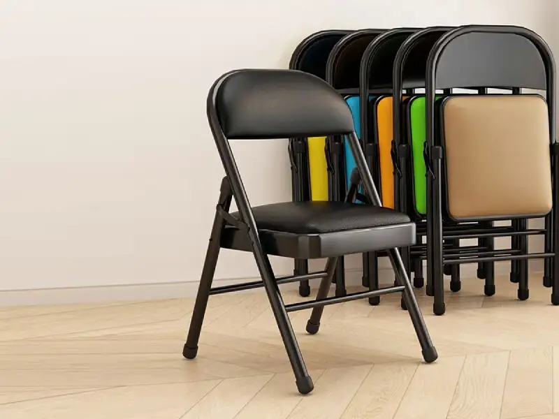 Leather Upholstered Metal Folding Portable Training Chair GCON GW-ZJ-206 Sturdy Stackable Convenient Spare Seats 1