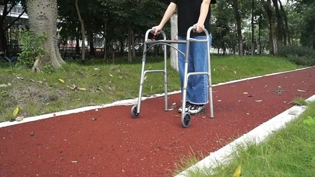 2-Button Aluminum Lightweight Rolling Walker Folding Transport for Adults Seniors Elderly with Seat Walking Aids Weighing Up To 350 Pounds 1