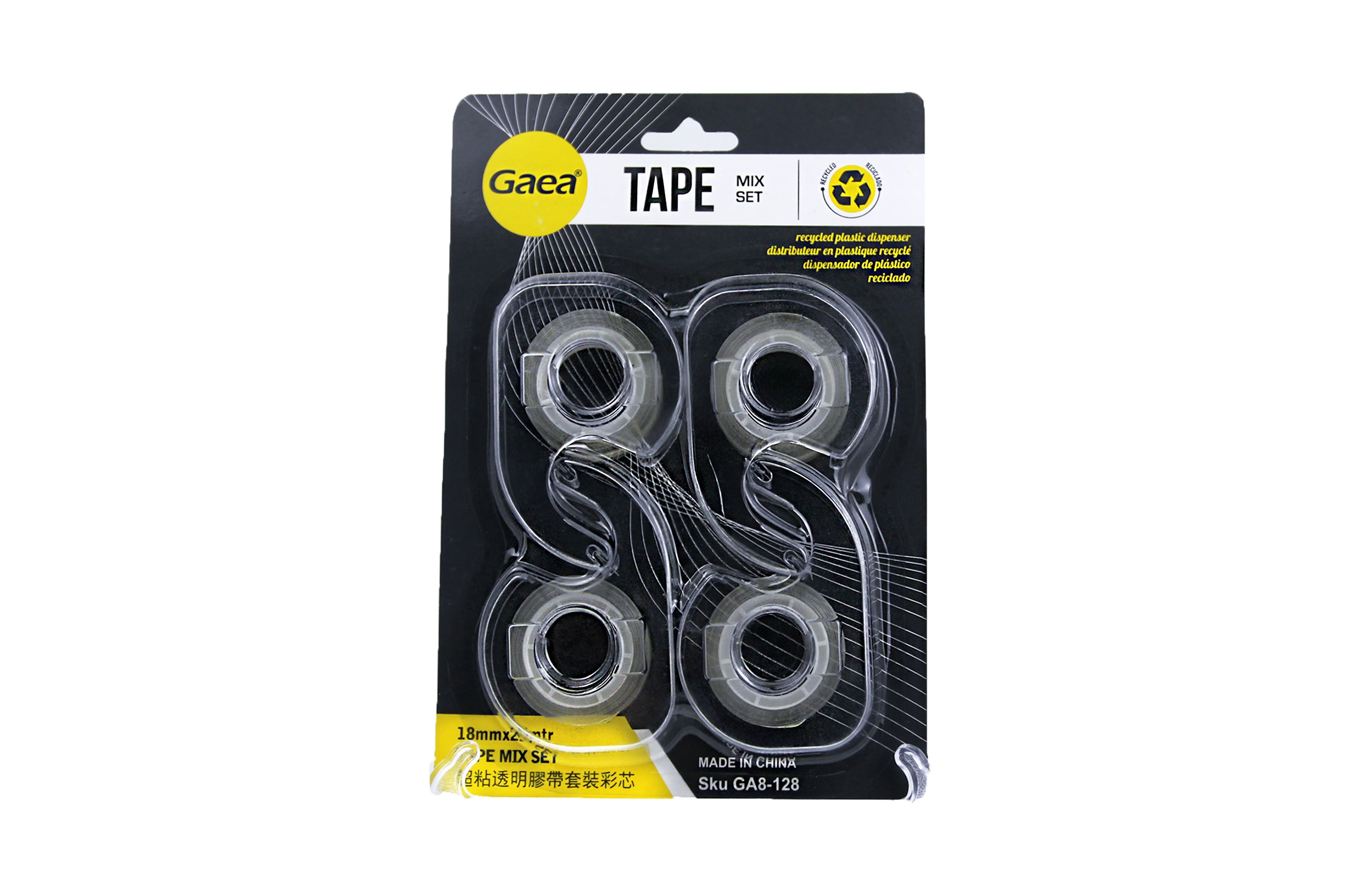 TAPE MIX SET 超粘透明胶带套装 18mm*25m  4dispenser 1