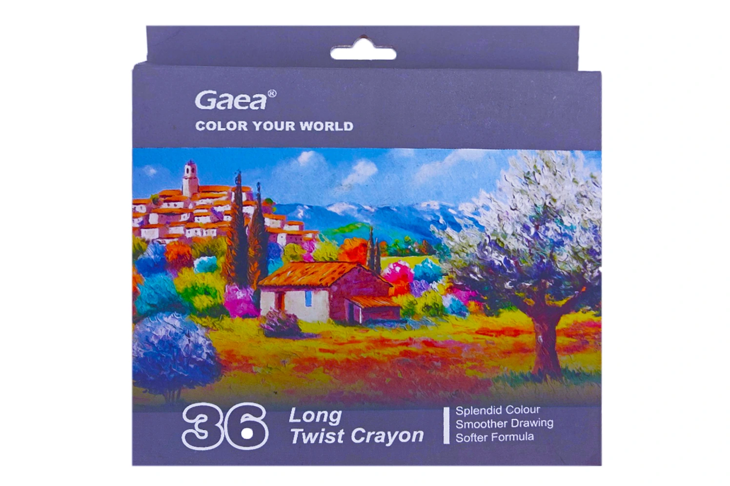 Gaea twistable 36 classical color long roating washable crayon in paper box for kids, art, drawing, & home 1