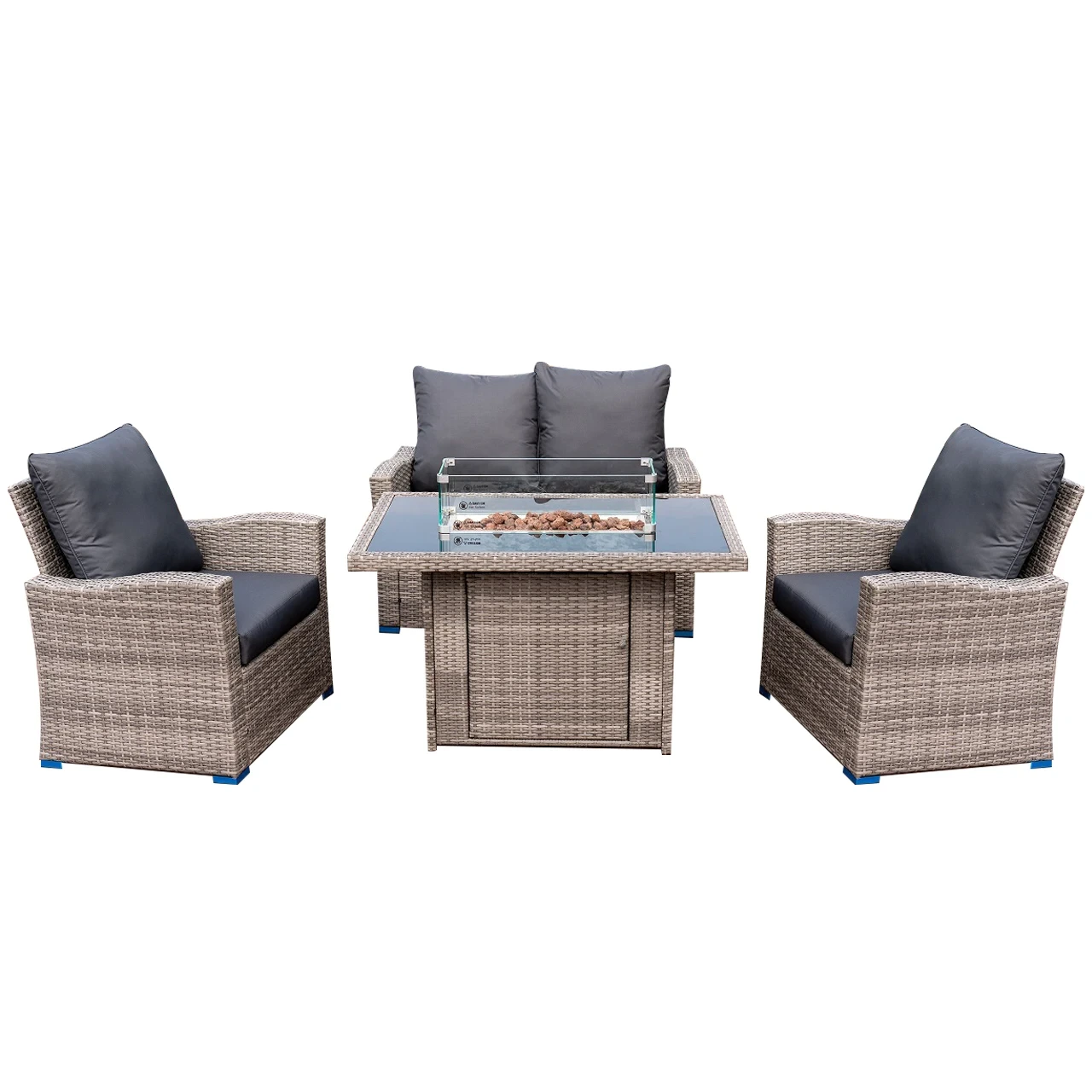 Table de foyer au Propane sans fumée, mobilier d'extérieur, avec canapé, Patio, chauffage, ensemble de salon de Conversation de jardin avec feu à gaz 1