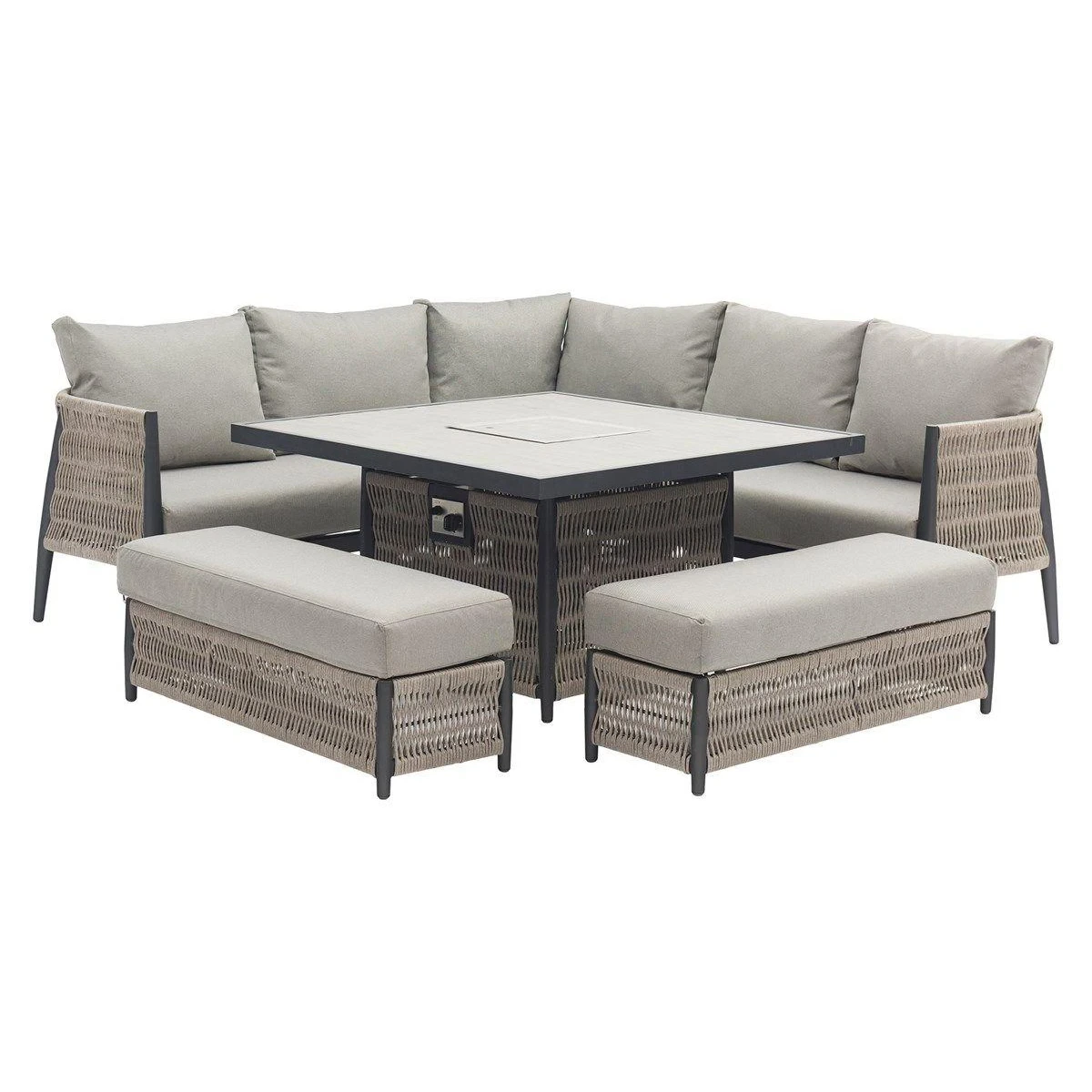 Meubles de jardin en rotin, canapé modulaire de jardin extérieur, de chine, avec Table de foyer carrée et décontractée 1