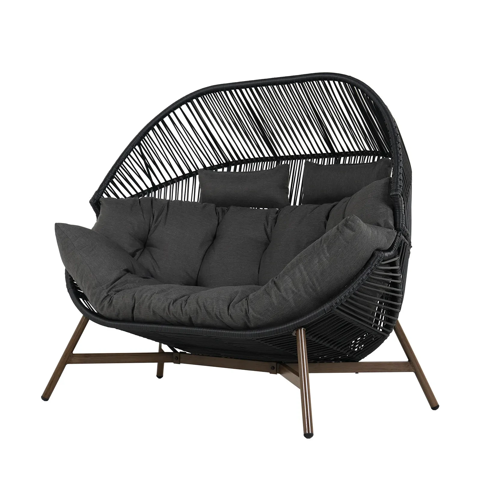 Patio surdimensionné rotin Double siège canapé extérieur Pe osier oeuf panier chaise longue avec support jardin balançoire chaise 1