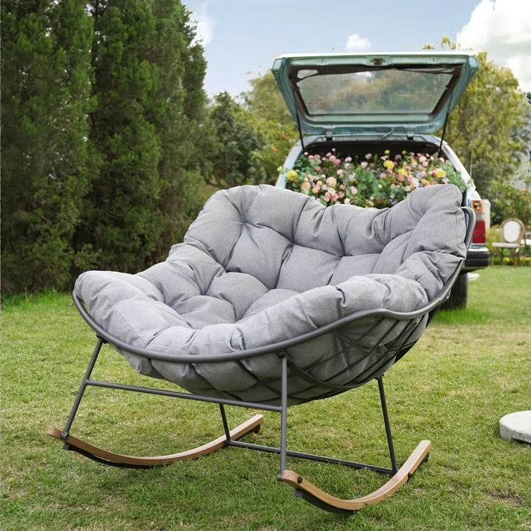 Mobilier d'extérieur Patio oeuf balançoire jardin en acier chaise suspendue canapé moderne salon à bascule en acier chaise à bascule 1