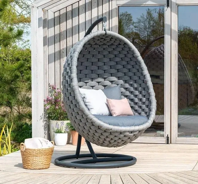 Patio métal hamac nouveau jardin suspendu oeuf chaise tissu imperméable extérieur corde tissage balançoire berceau chaise avec support 1