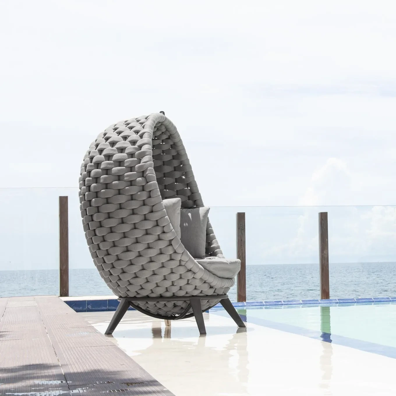 Métal nouvelle causeuse de jardin chaise Patio oeuf chaise tissu imperméable extérieur unique berceau chaise 1