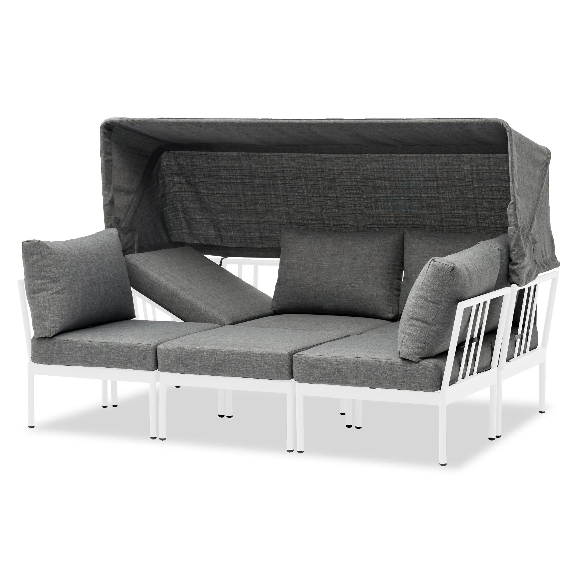 Waterproof Day Bed Patio Furniture Backyard Chaise Lounge Outdoor Garden Sofa Set Aluminium L-shape Latest Lounge Corner Sofa 1