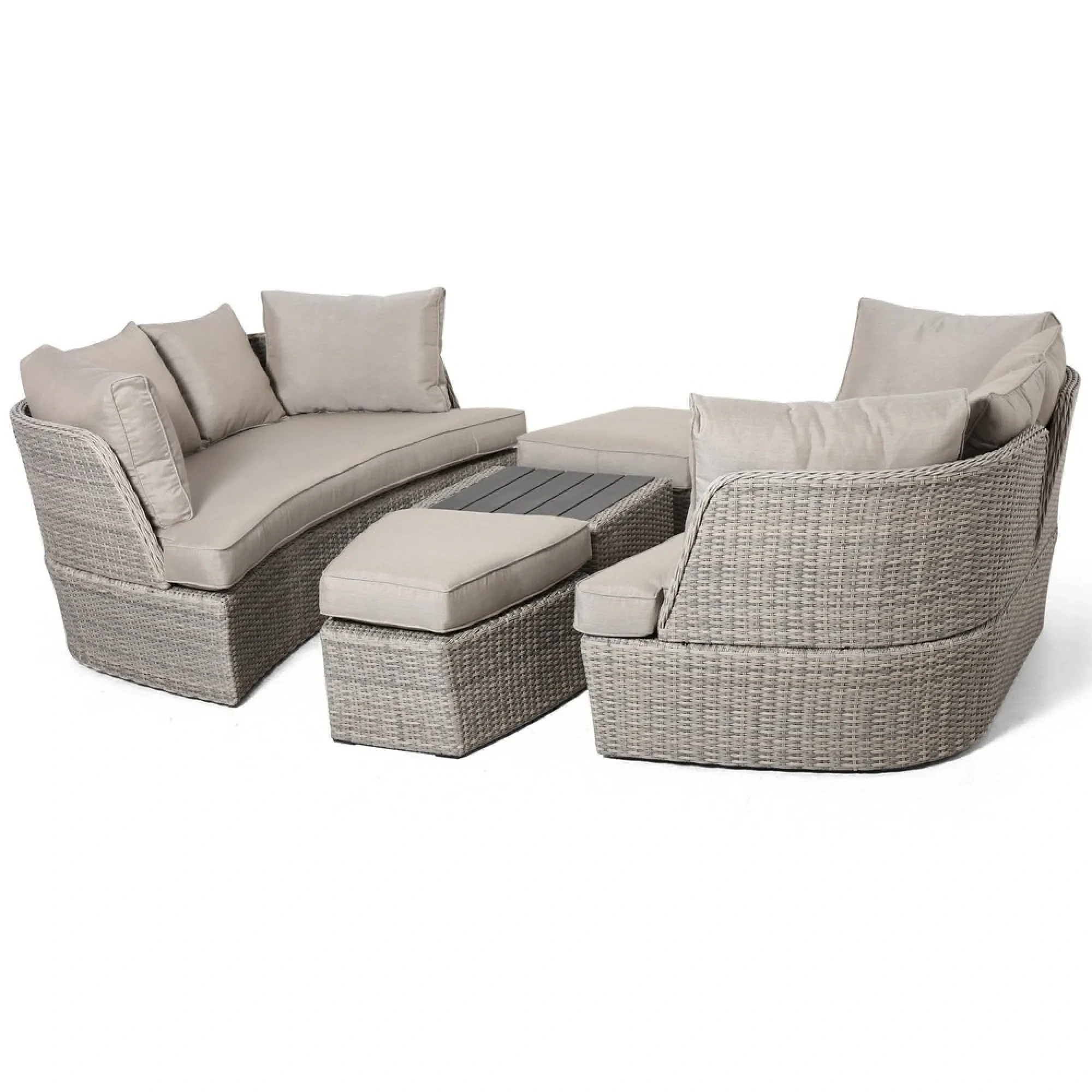 Daybed With Cushion Patio Wicker Chaise Lounge Set Pool Furniture Sunbed Outdoor Rattan Sun Lounger Carton Modern Garden Day Bed 1