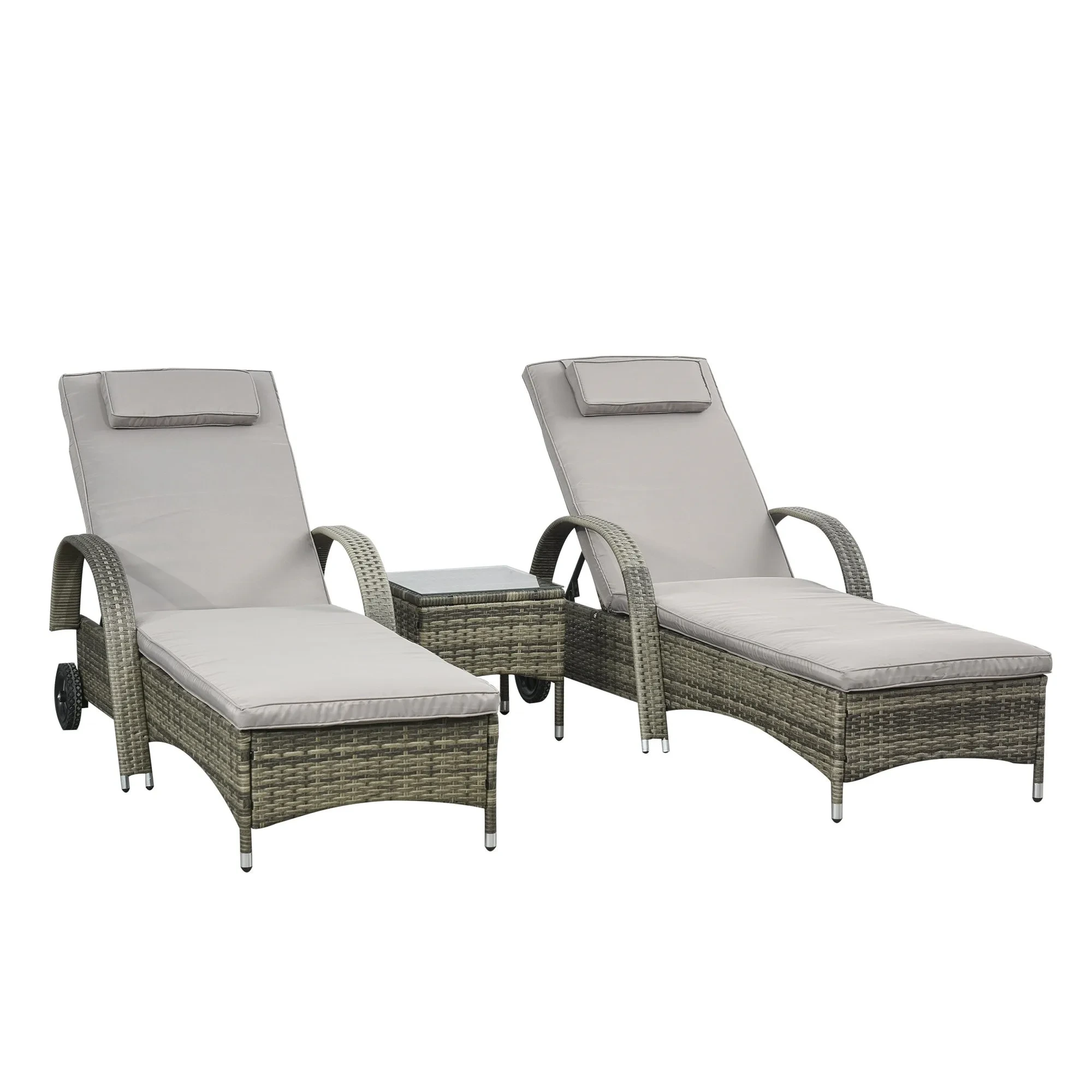 Patio Rattan Chaise Lounge Chair Garden Sunbed Metal Wicker Lounge Outdoor Waterproof Daybed Pool Sun Lounger Day Bed 1