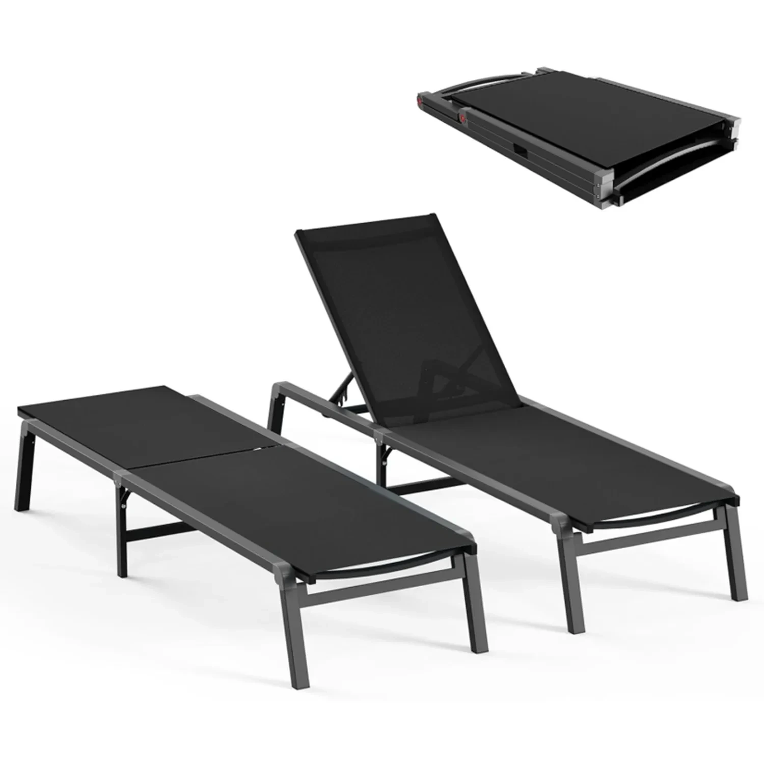 Aluminum Waterproof Commercial Patio Chaise Lounge Chair Garden Sunbed Metal Outdoor Daybed Outside Poolside Beach Sun Lounger Day Bed 1
