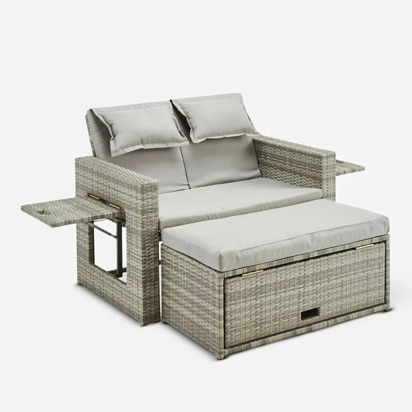 Outdoor Rattan Lounger Pool Waterproof Daybed Rattan Sun Loungers Patio Metal Sunbed Hotel Furniture With Morden Design Day Bed 1