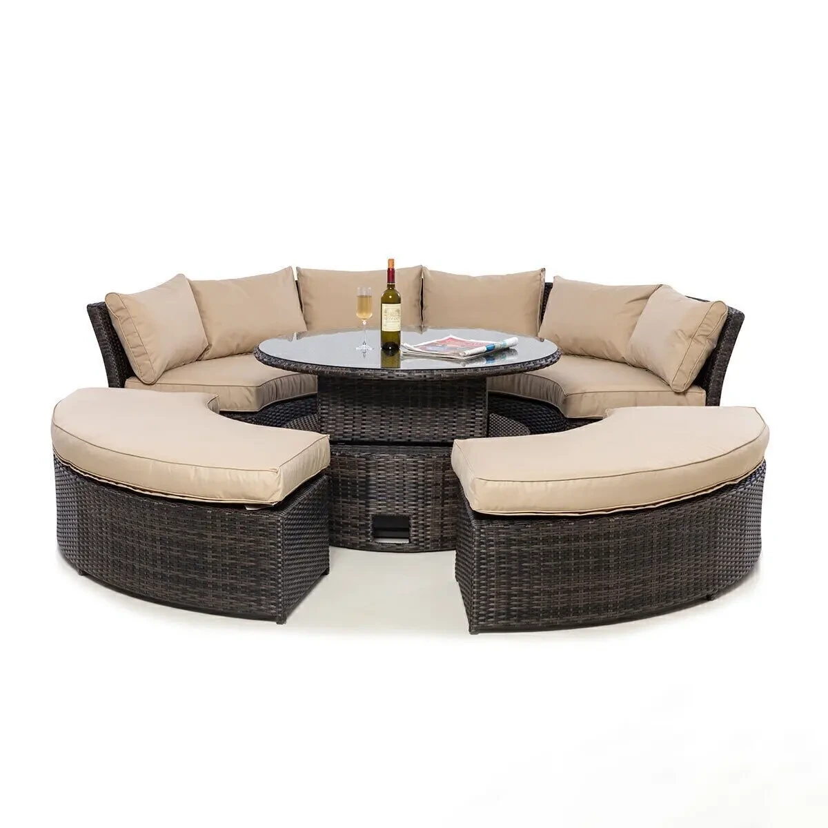 Wicker Outdoor Furniture Set Patio Chaise Lounge Set Pool Rattan Sun Lounger Garden Daybeds With Rising Table1 1