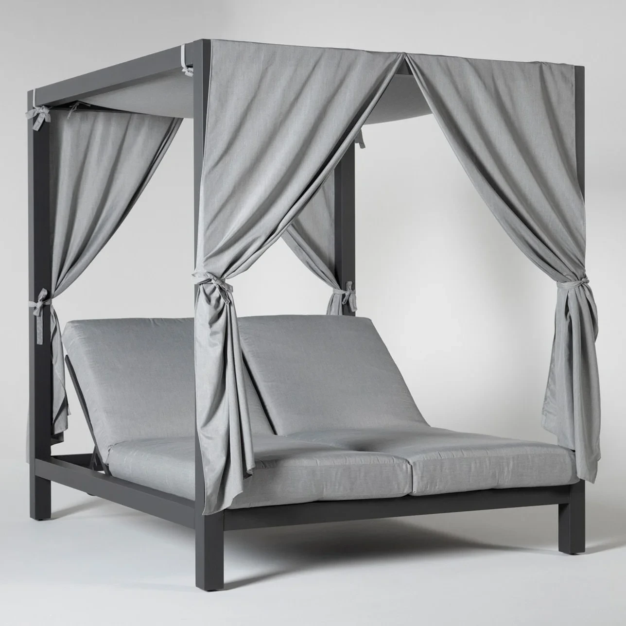 Mobilier d'extérieur chaise longue de piscine Patio lit de soleil Double chaise longue avec couverture d'ombre lit de repos de jardin en tissu d'aluminium lit de bronzage lit de jour 1