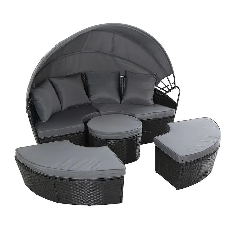 Patio Wicker Chaise Lounge Set Pool Furniture Sunbed Outdoor Rattan Sun Lounger Carton Modern Garden Daybeds With Cushions Day Bed 1