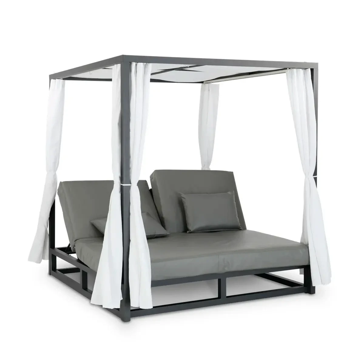 Outdoor Furniture Pool Aluminum Daybed Patio Set Garden Sun Bed Double Lounger With Shade Cover Pool Sun Lounger Day Bed 1