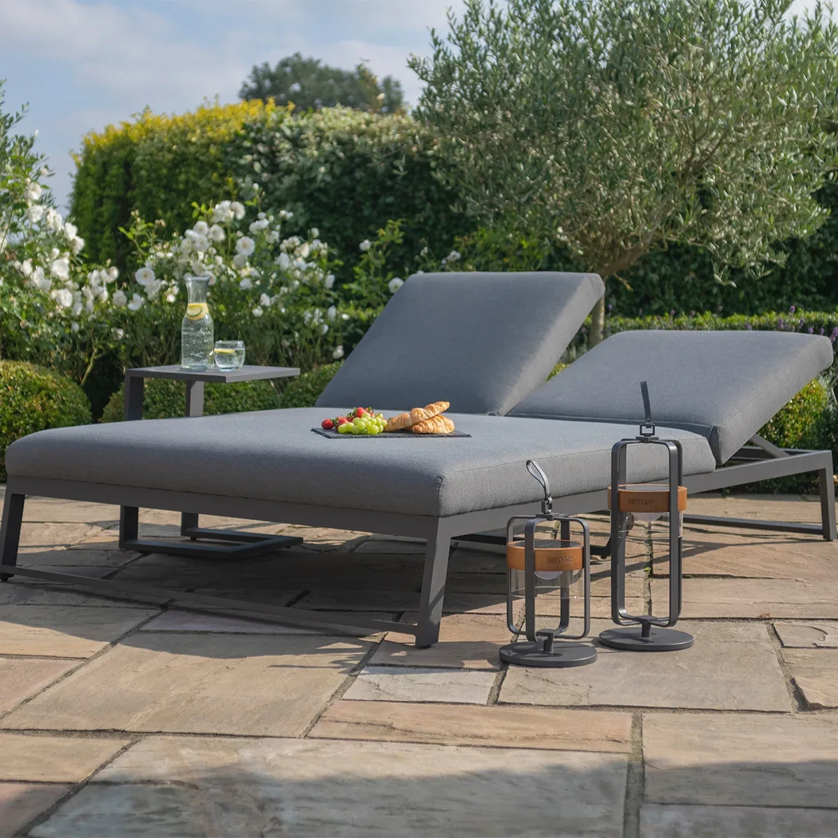 Waterproof Patio Furniture Backyard Grey Double Day Bed Folding Luxury Chaise Lounge Set Outdoor Sun Lounger Pool Chairs Sofa2 1