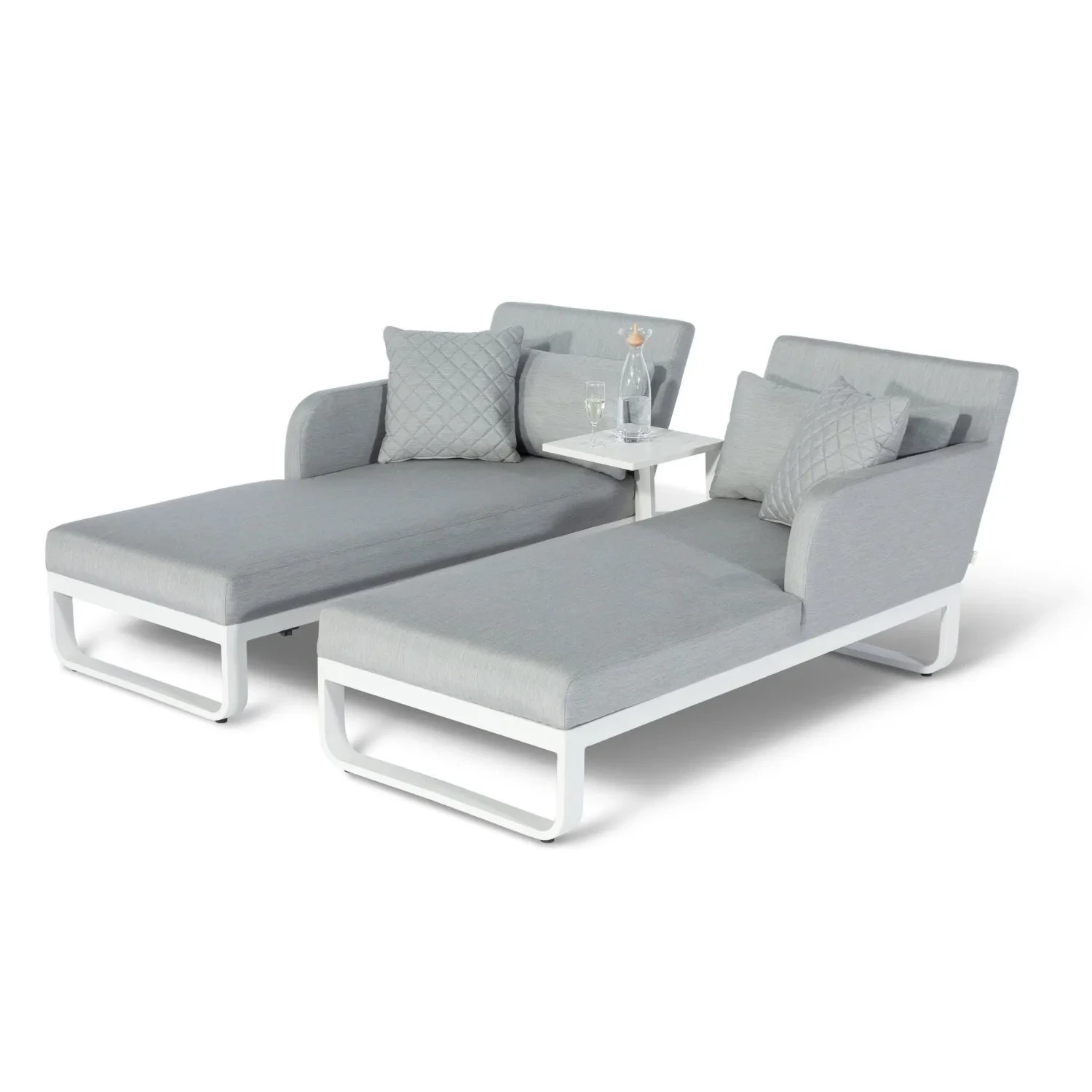 Pool Waterproof Daybed Outdoor Fabric Aluminium Chaise Sun Loungers Patio Metal Sunbed Hotel Furniture Double Sunlounger Day Bed 1