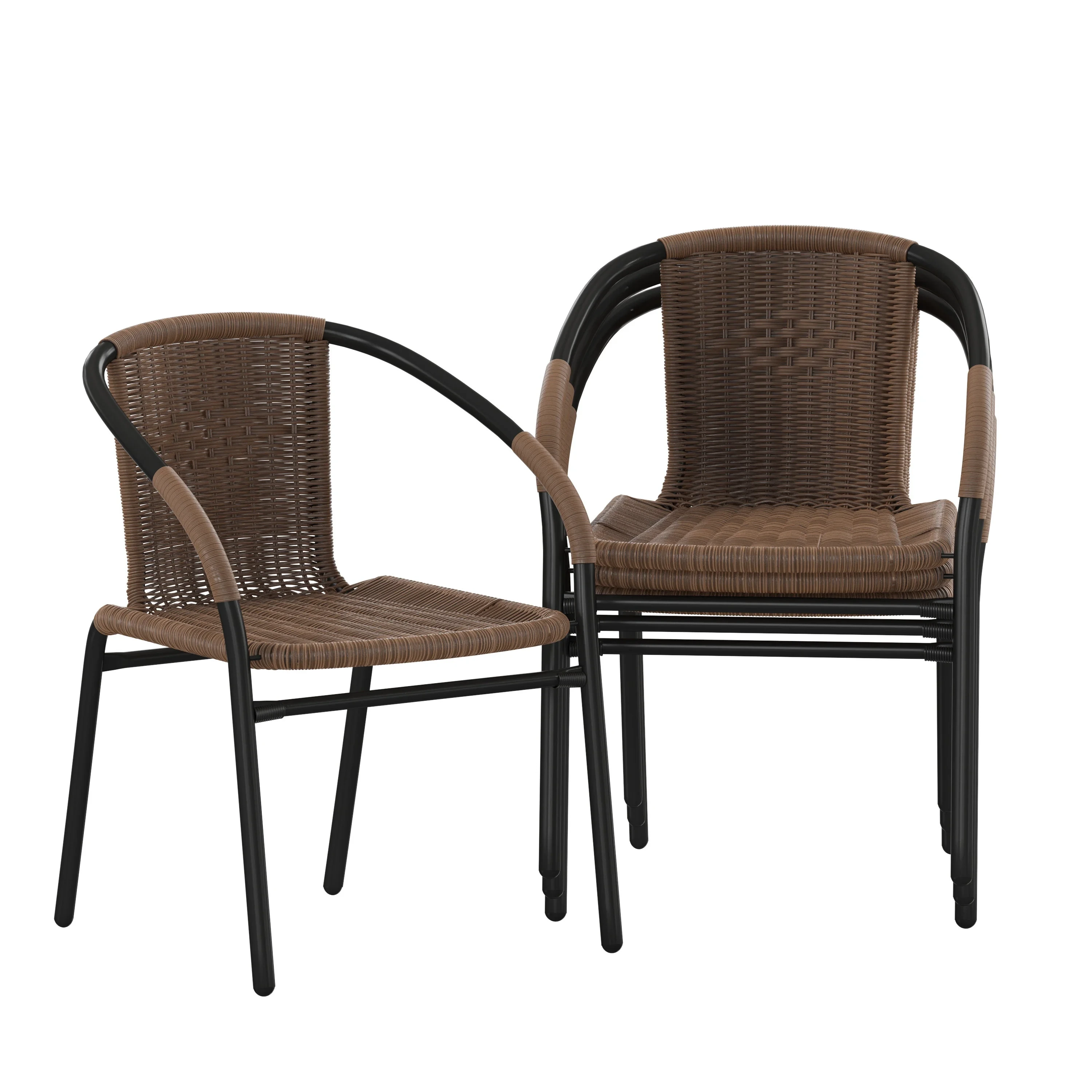 Restaurant Furniture Metal Patio Wicker Chair Set Outdoor Rattan Single Seat Waterproof Luxury Hotel Garden Dining Chairs 1