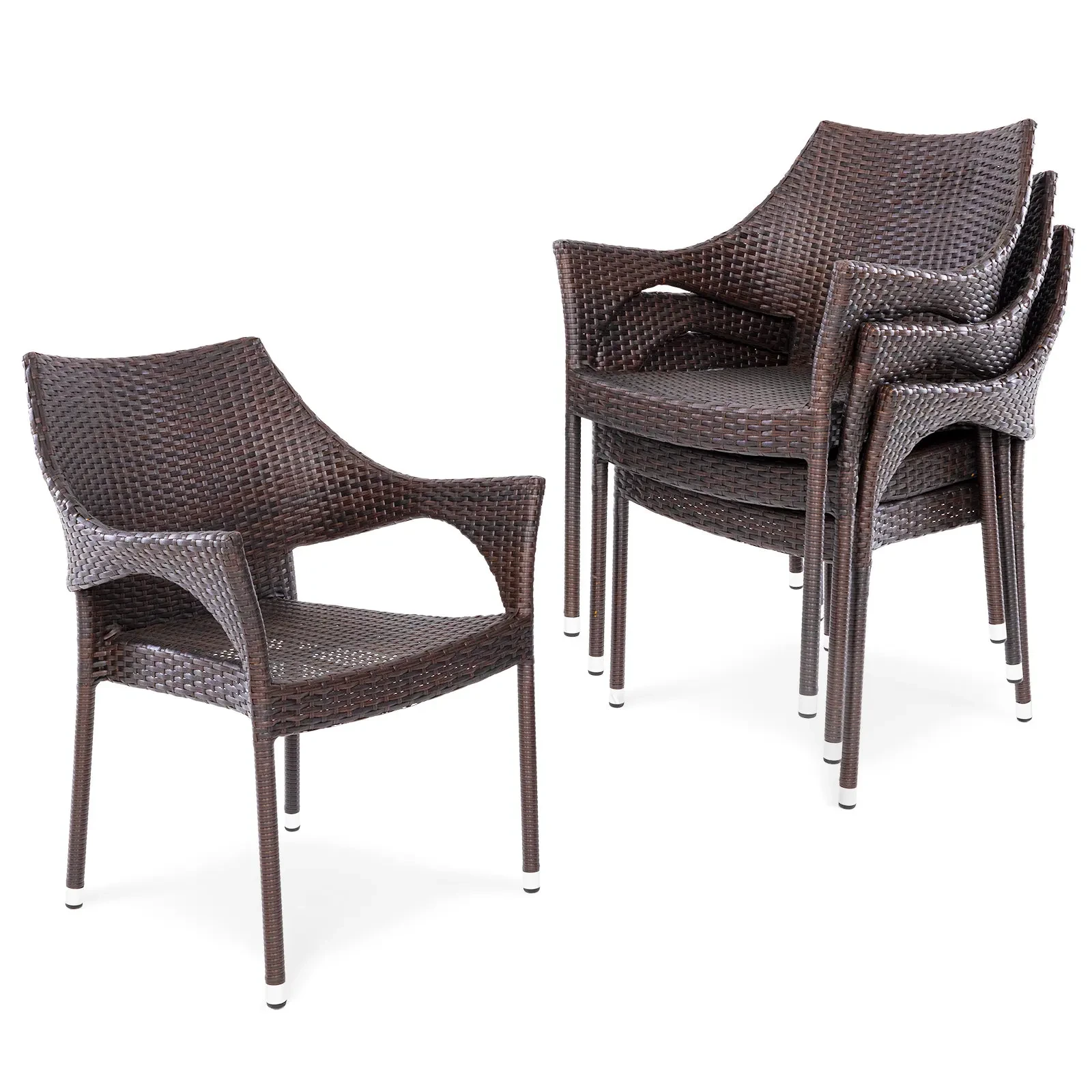 Restaurant Furniture Metal Patio Wicker Chair Set Outdoor Rattan Single Seat Waterproof Luxury Hotel Garden Dining Chairs2 1