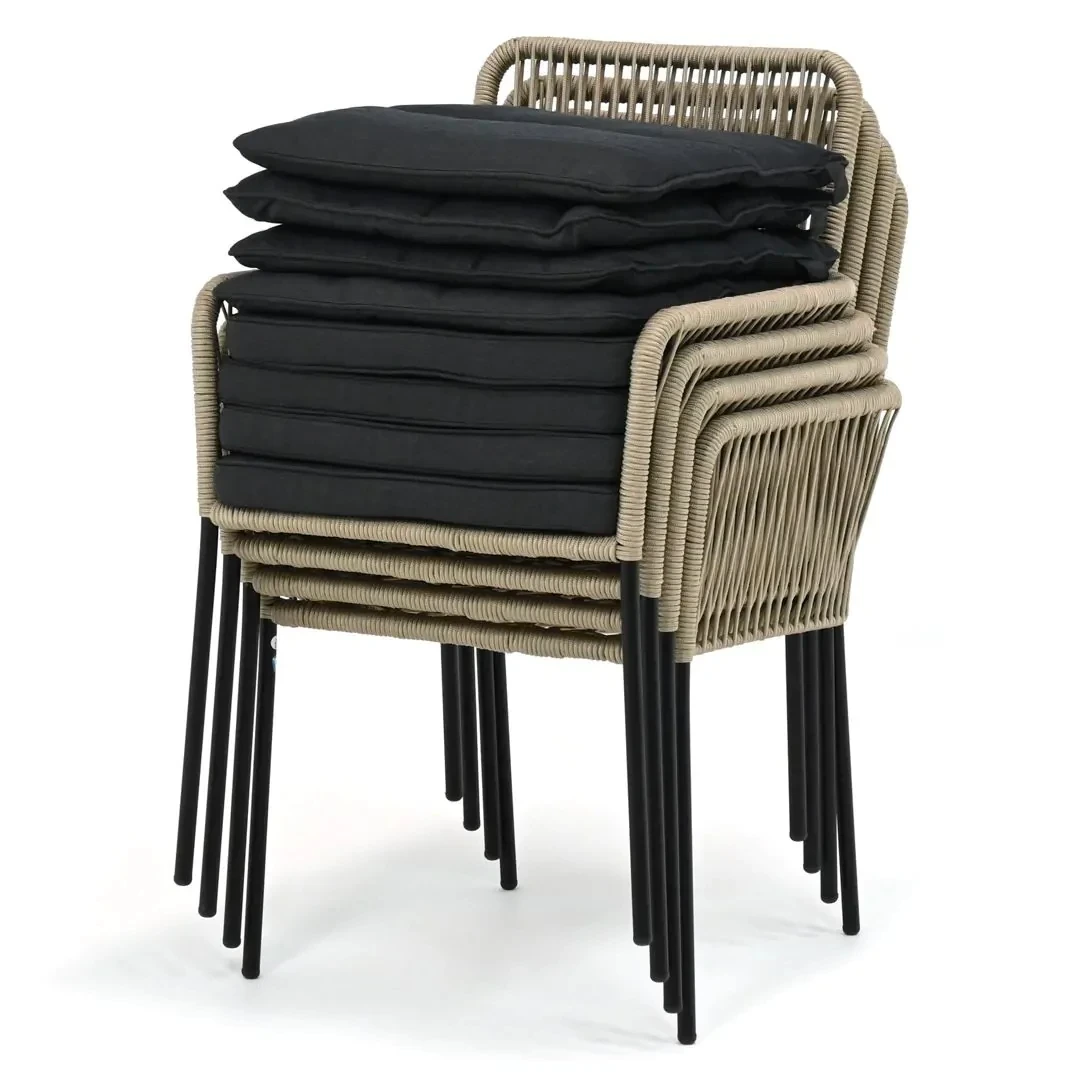 Muebles de jardín, juego de sillas de cuerda resistente al óxido de Metal para Patio, sillas de asiento individuales de aluminio para exteriores, silla de comedor de Hotel de lujo 1