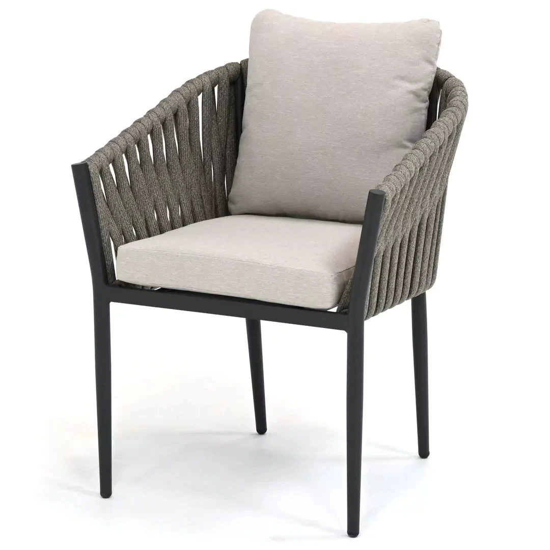 Mobilier de jardin en métal, ensemble de chaises en corde résistante à la rouille, siège unique en aluminium, chaise de luxe pour salle à manger d'hôtel2 1