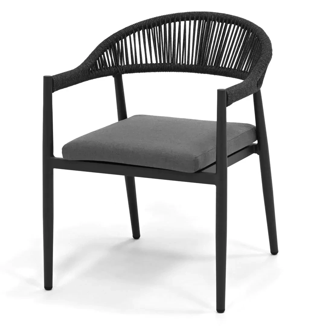 Ensemble de chaises de Patio en métal, corde étanche, en aluminium, à siège unique, meubles de jardin de luxe, chaise de salle à manger d'hôtel 1