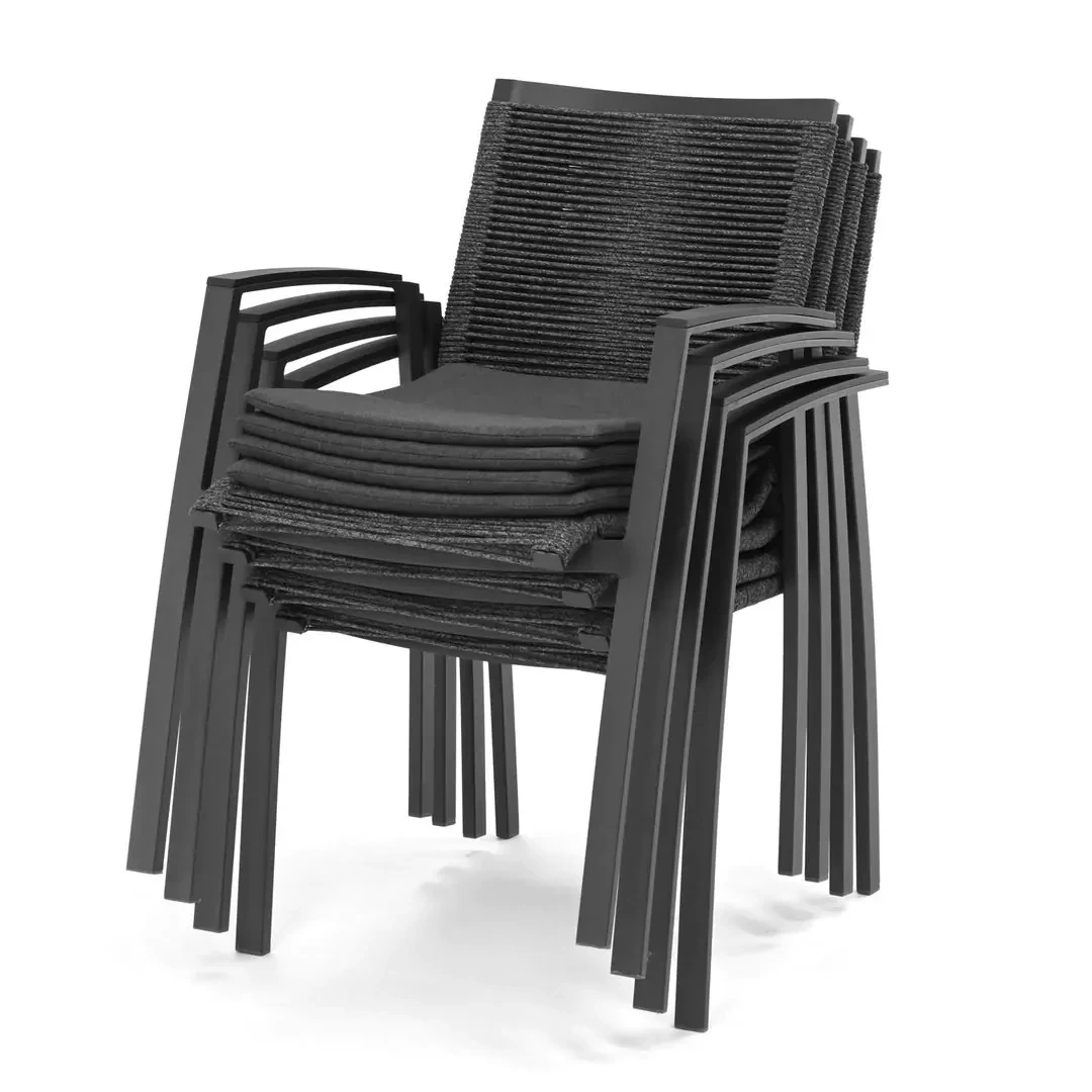 Chaise de Patio en corde d'aluminium avec coussin étanche, meubles d'extérieur en métal, mobilier de jardin, hôtel, siège unique, chaises de Restaurant 1