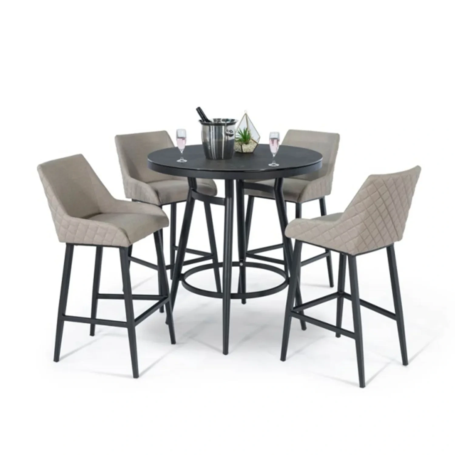 Separate Highly Comfortable Bar Stools With End Table Outdoor Furniture Aluminium Dining Set Garden Fabric Table Patio Chairs 1