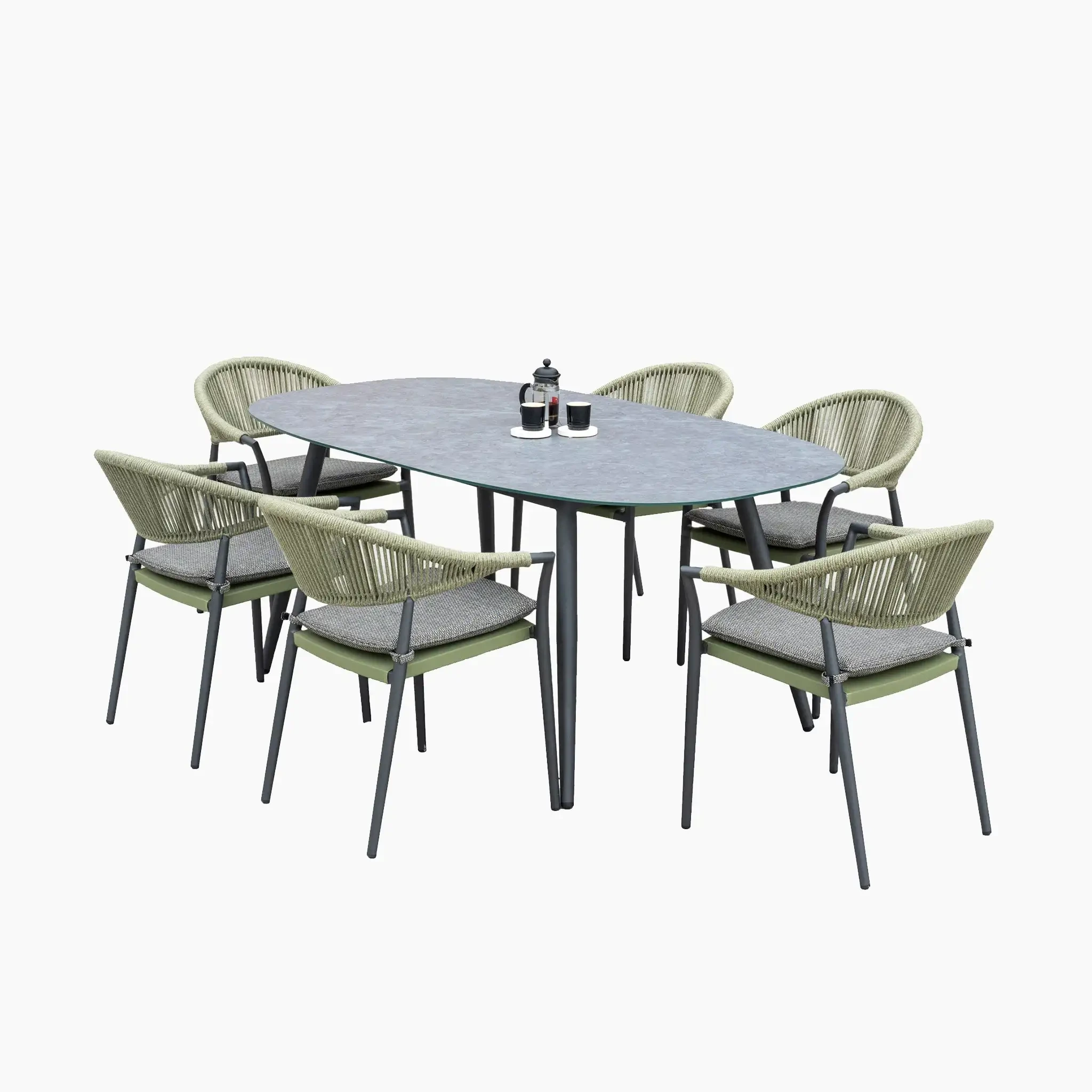 Morden Style Outdoor Furniture Patio Dining Sets Rope Woven Chairs And Dining Table Garden Aluminium Table And Rope Chairs 1