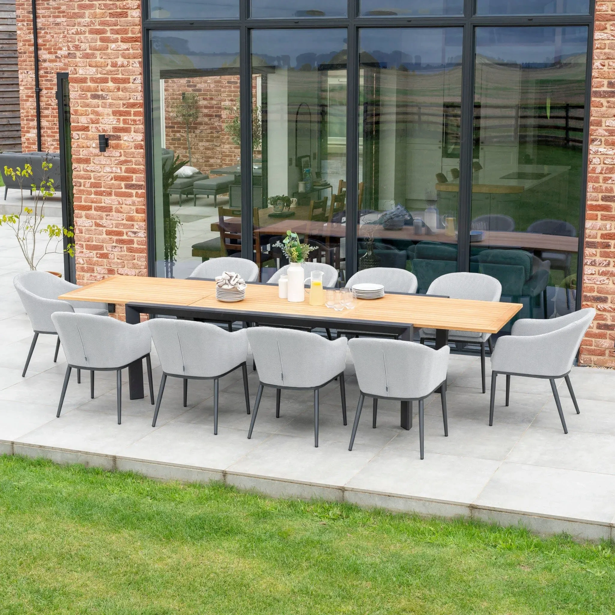 Chaise d'extérieur en tissu, Patio, bistro, salle à manger d'extérieur, avec ensemble de Table extensible, résistante aux intempéries et à la pluie, confortable1 1