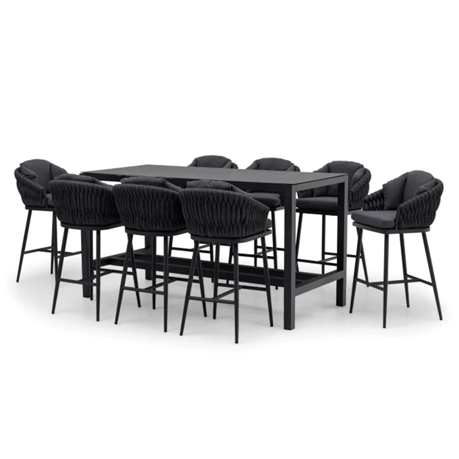 Table et chaises de bar de patio, meubles tissés en corde, tables de jardin, ensembles de salle à manger d'extérieur1 1