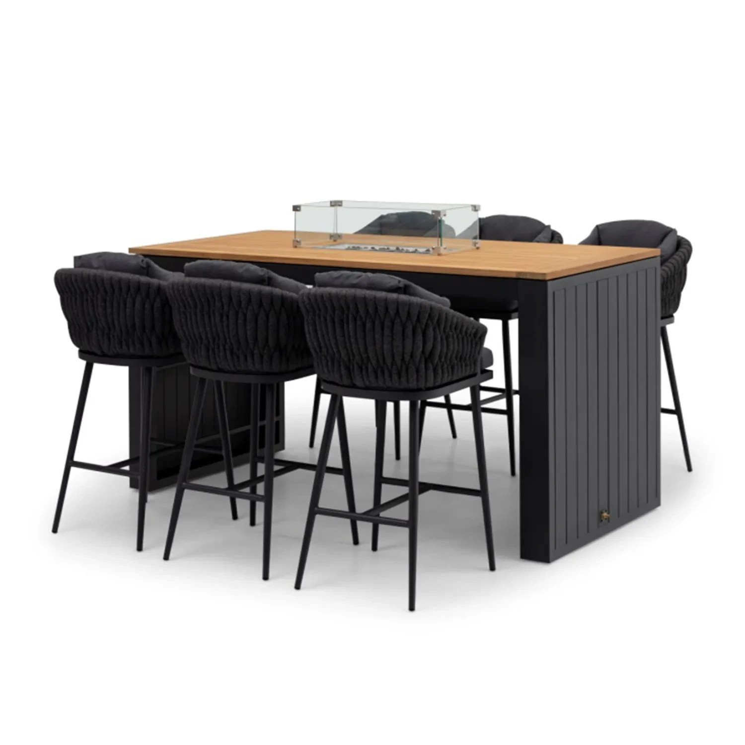 Ensemble de Table et de chaises de Bar de Patio, meubles tissés en corde, Tables de foyer de jardin avec ensembles de salle à manger d'extérieur en bois de teck1 1