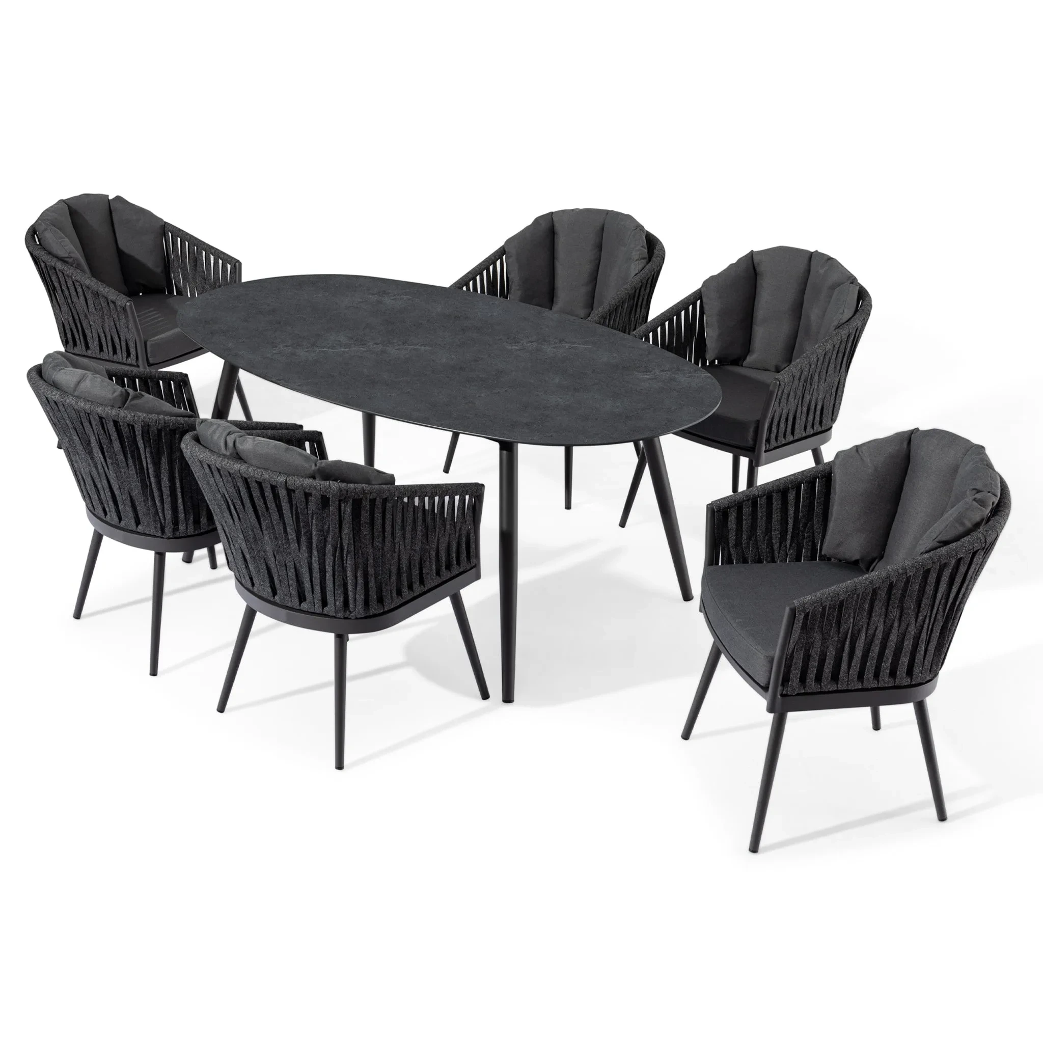 Ensemble de Tables et de chaises d'extérieur, meubles de Patio en corde, ensembles d'extérieur pour 6 à 8 personnes, ensembles de salle à manger tissés en corde de jardin 1