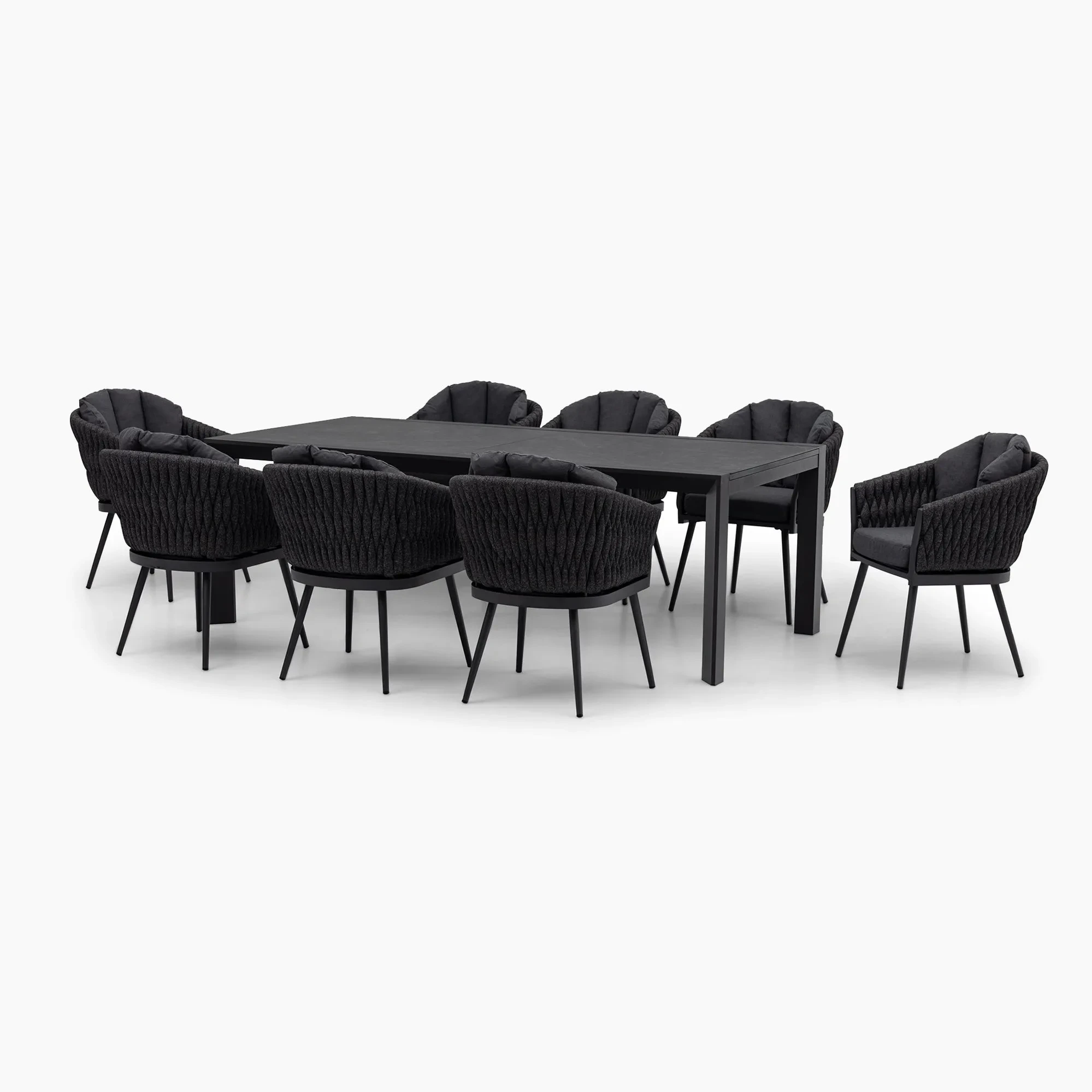 Ensemble de Tables et de chaises de Patio, meubles de Restaurant, Tables extensibles de jardin en corde tissée avec ensembles de salle à manger d'extérieur en bois de teck 1
