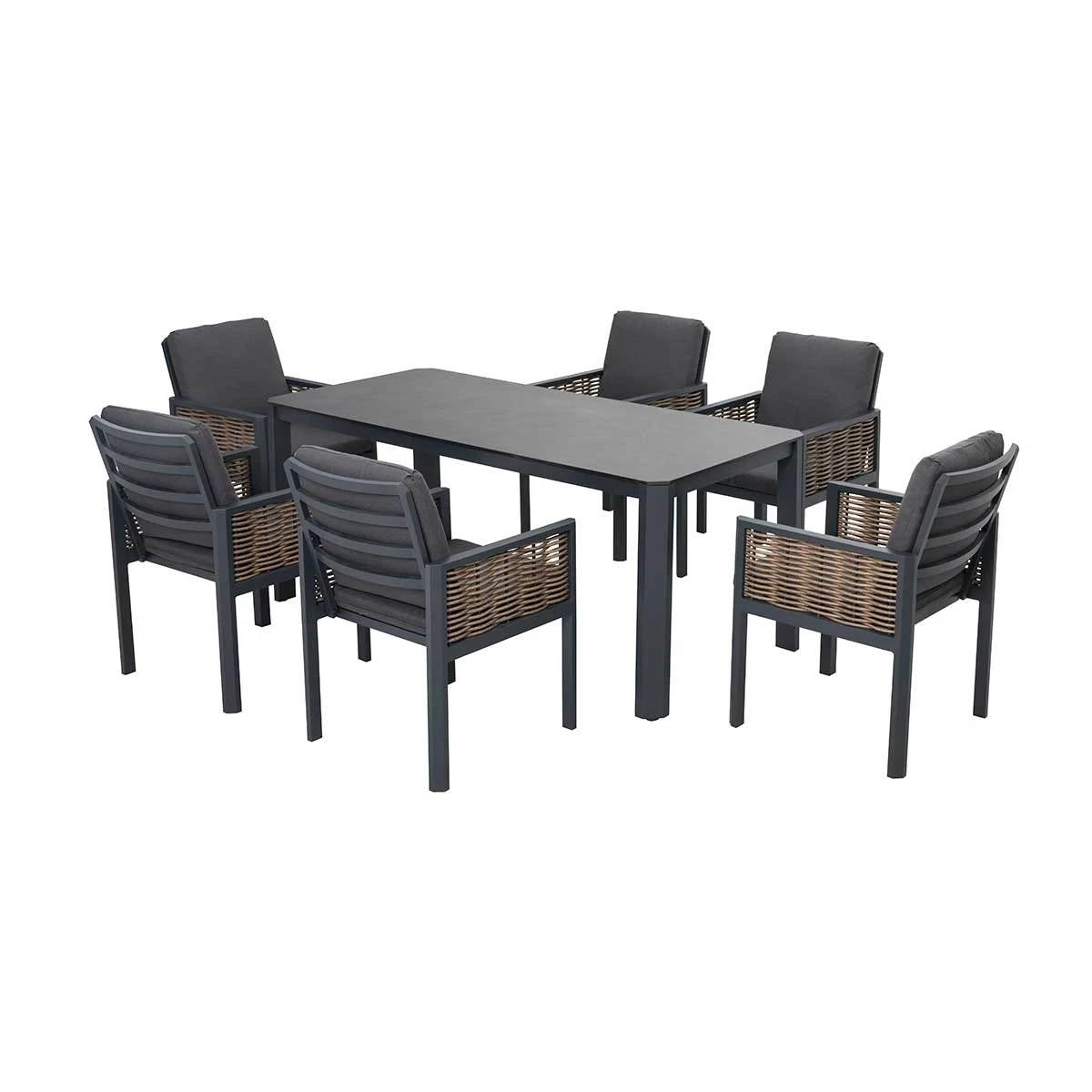 Canapé en forme de L avec cadre en aluminium et métal, imperméable, avec Tables à manger, meubles de Patio en rotin, ensembles sectionnels d'extérieur en osier 1