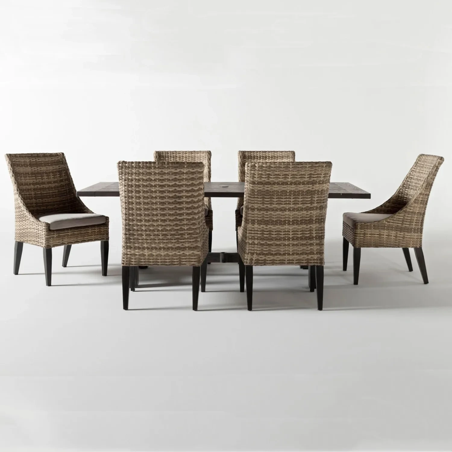 Chaises de Patio, nouveau Design, ensemble de salle à manger d'extérieur pour 6 personnes, Table de Restaurant moderne et chaises en osier, mobilier de jardin en rotin 1