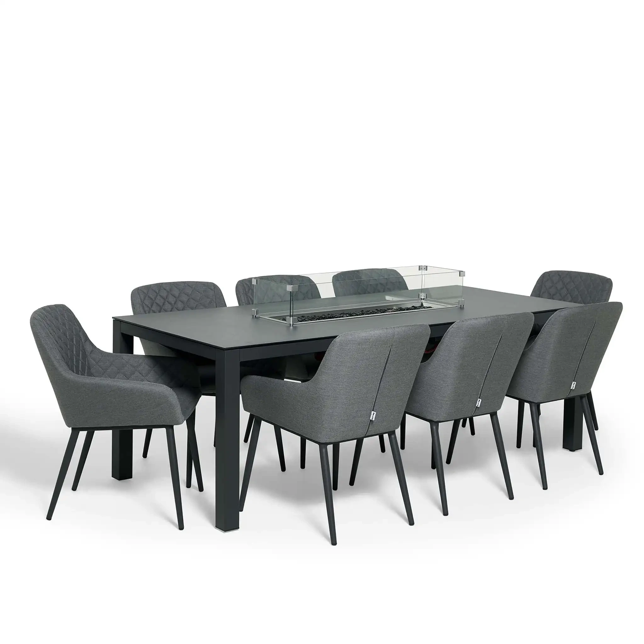 Mobilier de jardin Patio 9 pièces ensemble de salle à manger en aluminium résistant à la rouille avec coussin tables de foyer extérieur & ensemble de 8 chaises en métal 1