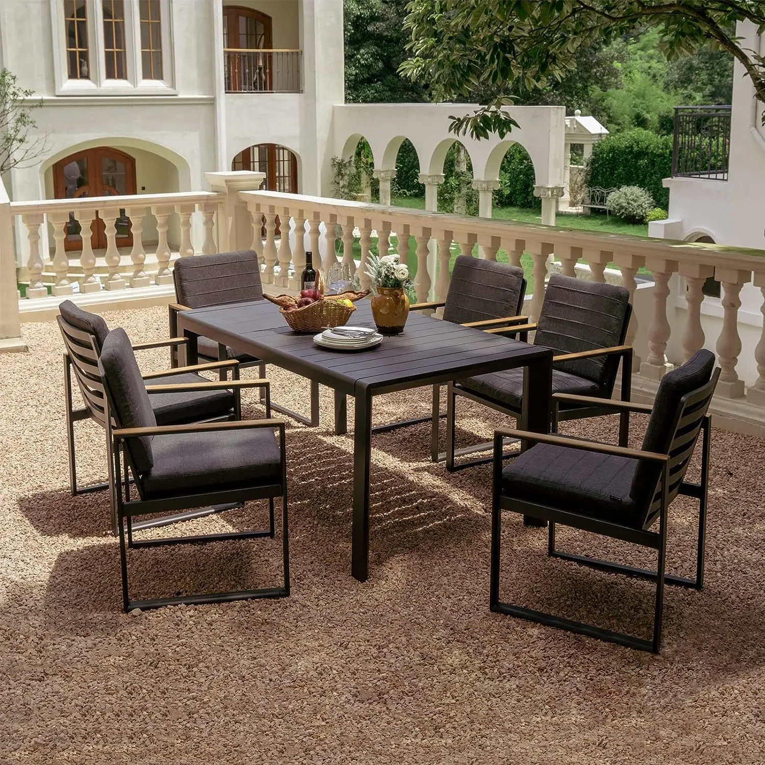 Ensemble de salle à manger mixte et assorti, chaises de Restaurant pratiques, meubles de jardin en aluminium, Table et chaises de Patio en métal, ensemble d'extérieur 1