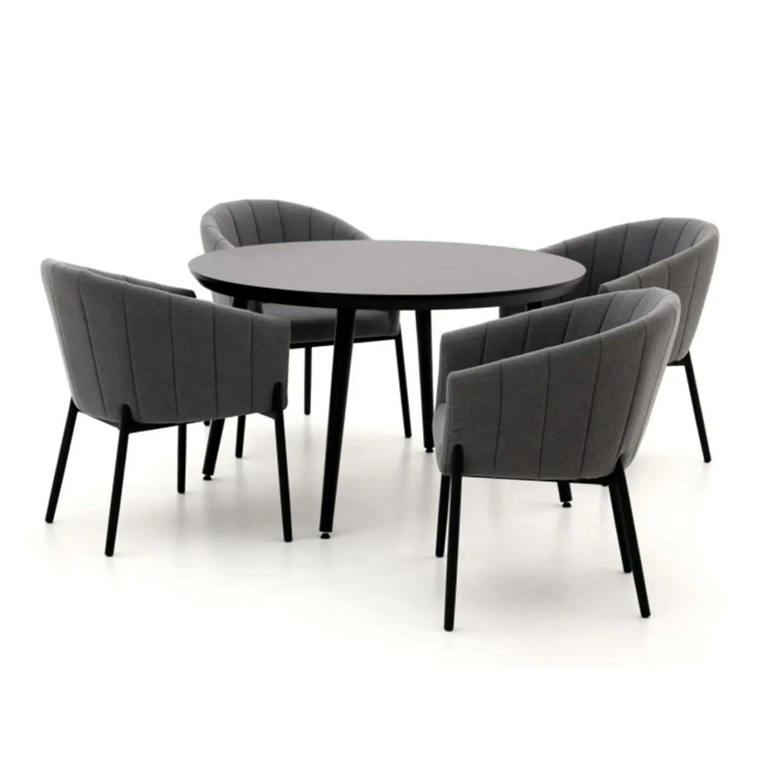 Table de jardin de ensemble de salle à manger de tissu d'hôtel de meubles en aluminium extérieurs en métal imperméables de restaurant avec le dessus de Table en verre en céramique rond 1