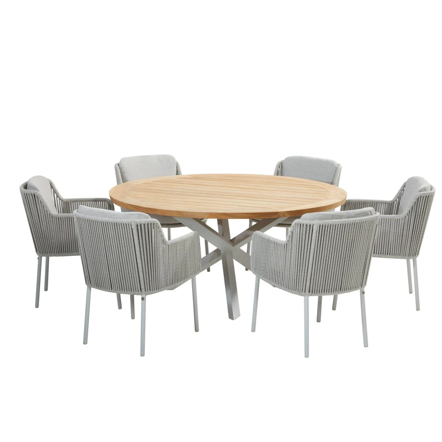 Table à manger de luxe en aluminium résistant à la rouille, ensemble de salle à manger d'hôtel, chaises d'extérieur en corde, meubles de jardin, Table et chaises de Patio en métal 1