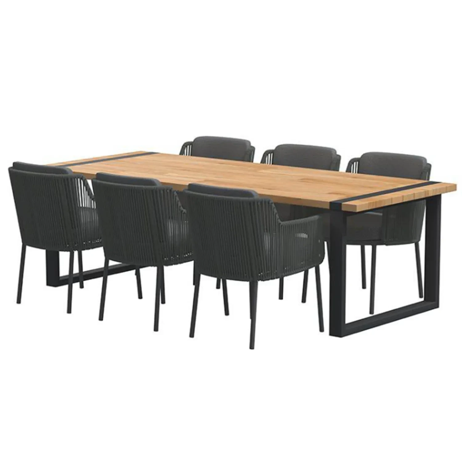 Mélanger et assortir l'hôtel ensemble de salle à manger en aluminium résistant à la rouille chaises de corde extérieures meubles de jardin Table en métal de Patio & ensemble de chaises 1