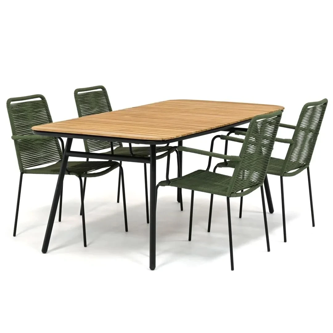 Table à manger de luxe pour Restaurant, hôtel, ensemble de salle à manger en aluminium, chaises d'extérieur en corde, meubles de jardin, Table et chaises en métal pour Patio 1