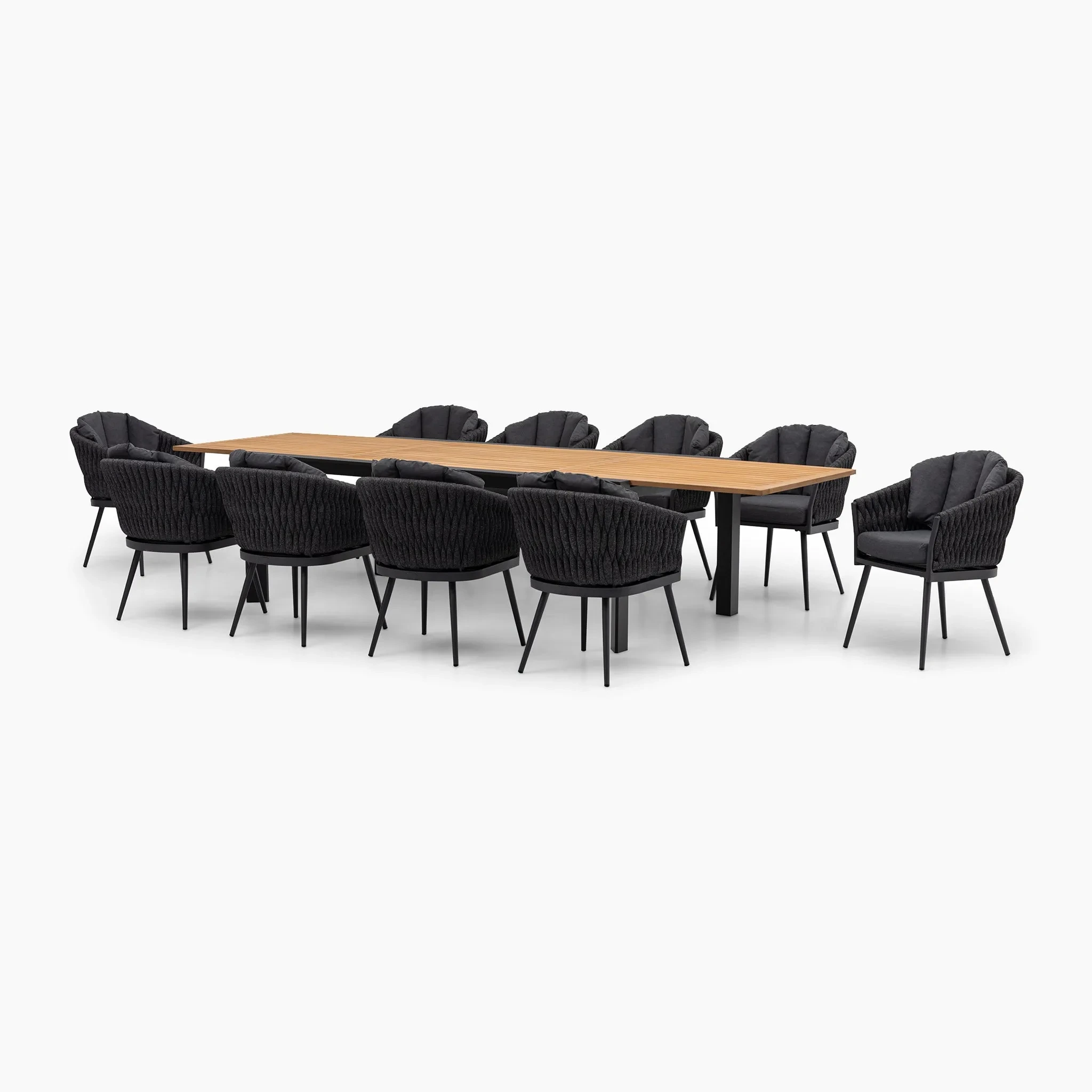 Ensemble de Tables et de chaises de Patio, meubles de Restaurant, Tables extensibles de jardin en corde tissée avec ensembles de salle à manger d'extérieur en bois de teck1 1