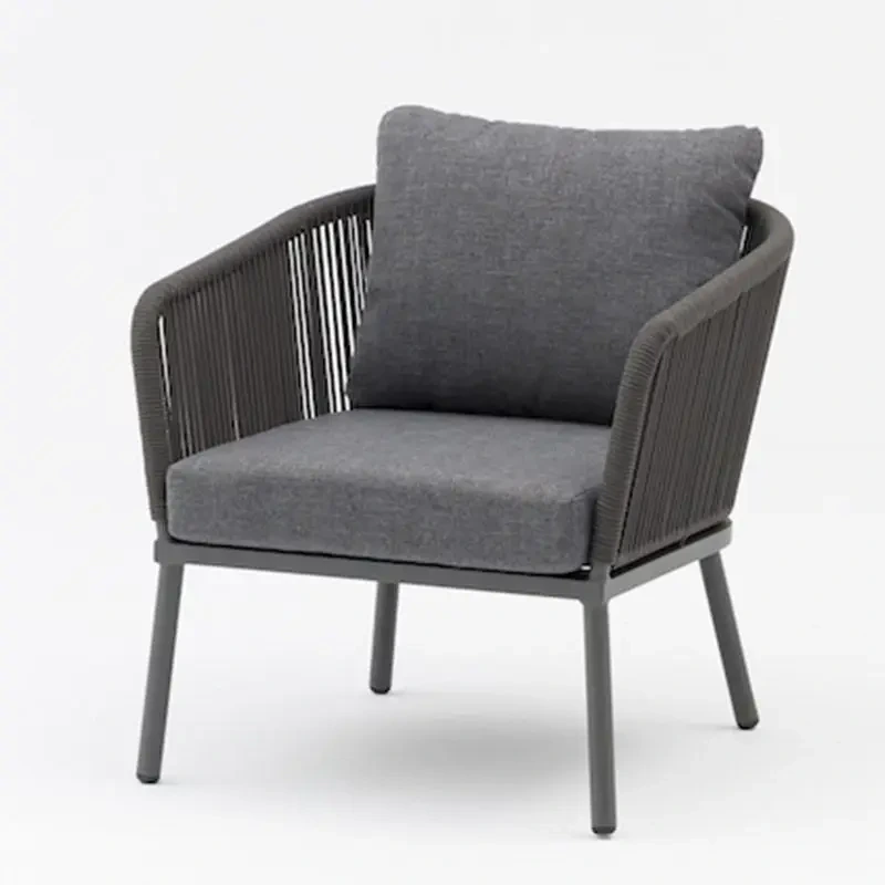 Canapé en corde résistant à la rouille, meubles de jardin, Patio en métal, avec coussin étanche, chaises d'extérieur en aluminium à siège unique, hôtel 1